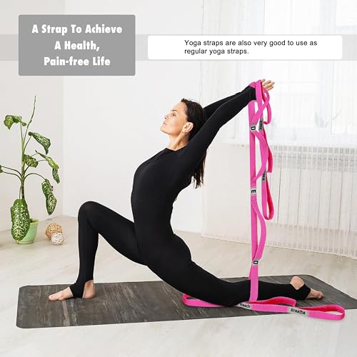 LXLOVESM Stretching Strap Yoga Strap with 10 Loops, Non-Elastic Stretch Band for Physical Therapy, Flexibility, Exercise, ...