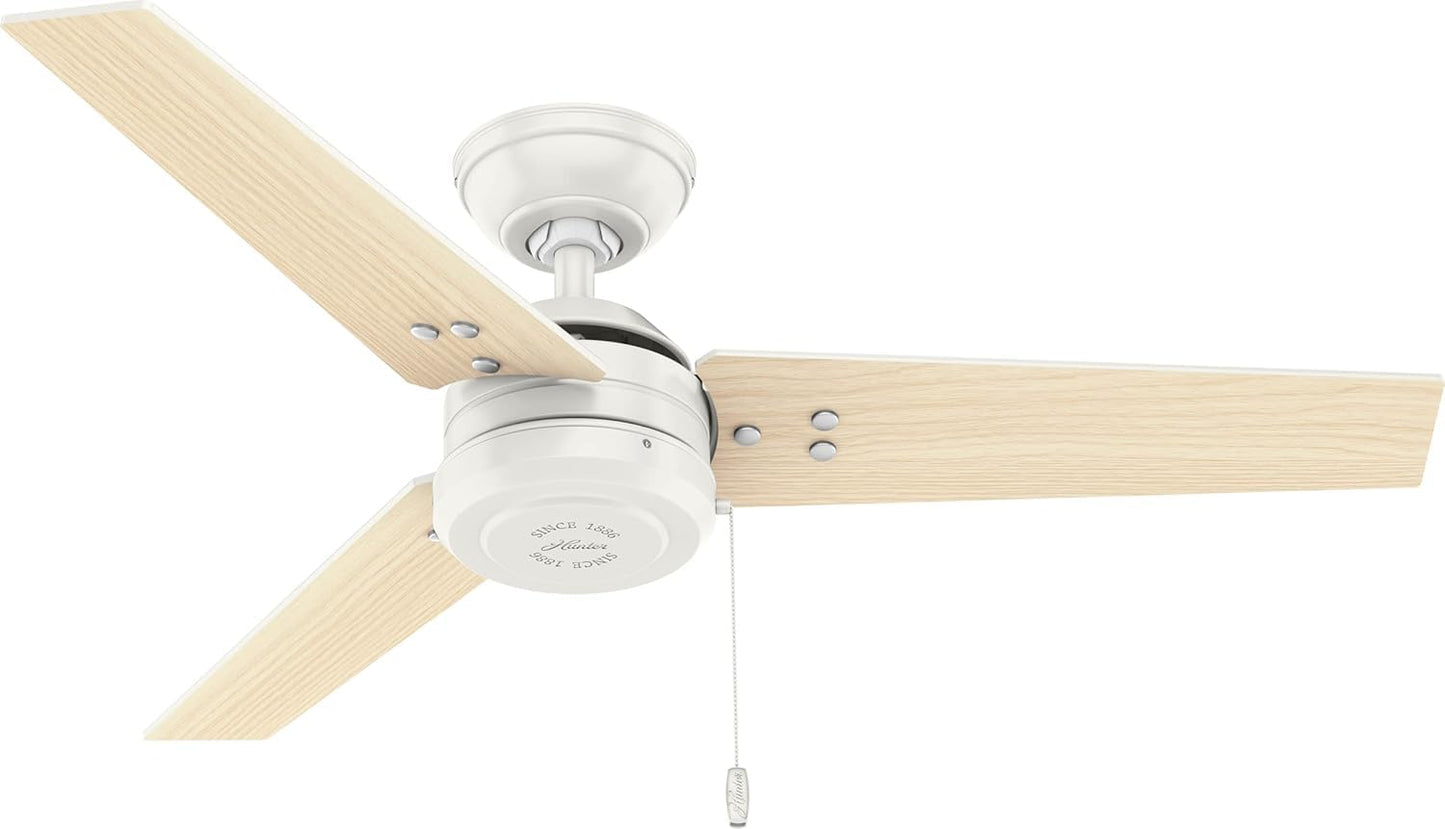 Hunter Fan 50262 Cassius 44-Inch Outdoor Ceiling Fan With Pull Chain Control, No Light, Fresh White Finish