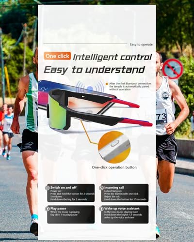 Smart Glasses, Polarized Bluetooth Sunglasses, Built-in Mic & Speakers, UV Protection Audio, Sport Sunglass