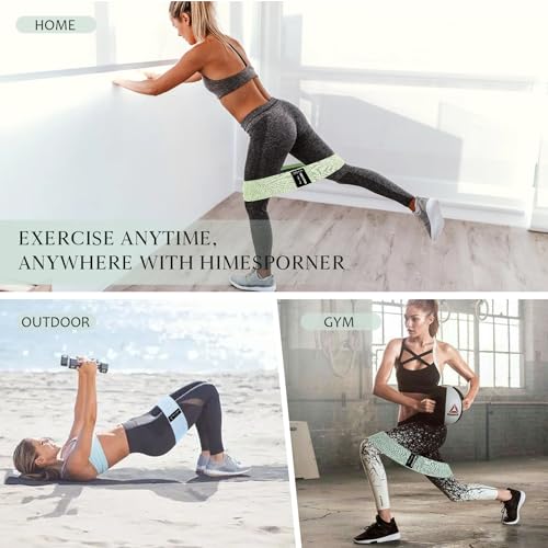 HIMESPORNER Wide Fabric Resistance Bands for Working Out, 3 Level Non-Slip Exercise Booty Bands for Women & Men Leg and Gl...