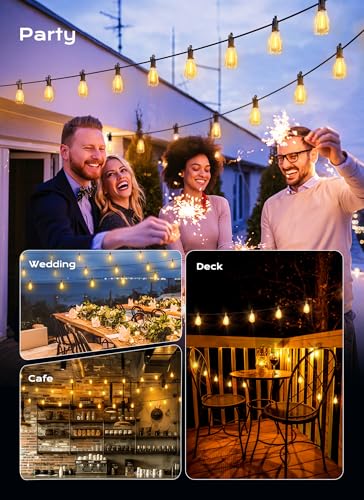 Brightown Outdoor String Lights Patio Lights, 100FT ST38 Shatterproof Dimmable Waterproof Connectable LED Christmas Light...