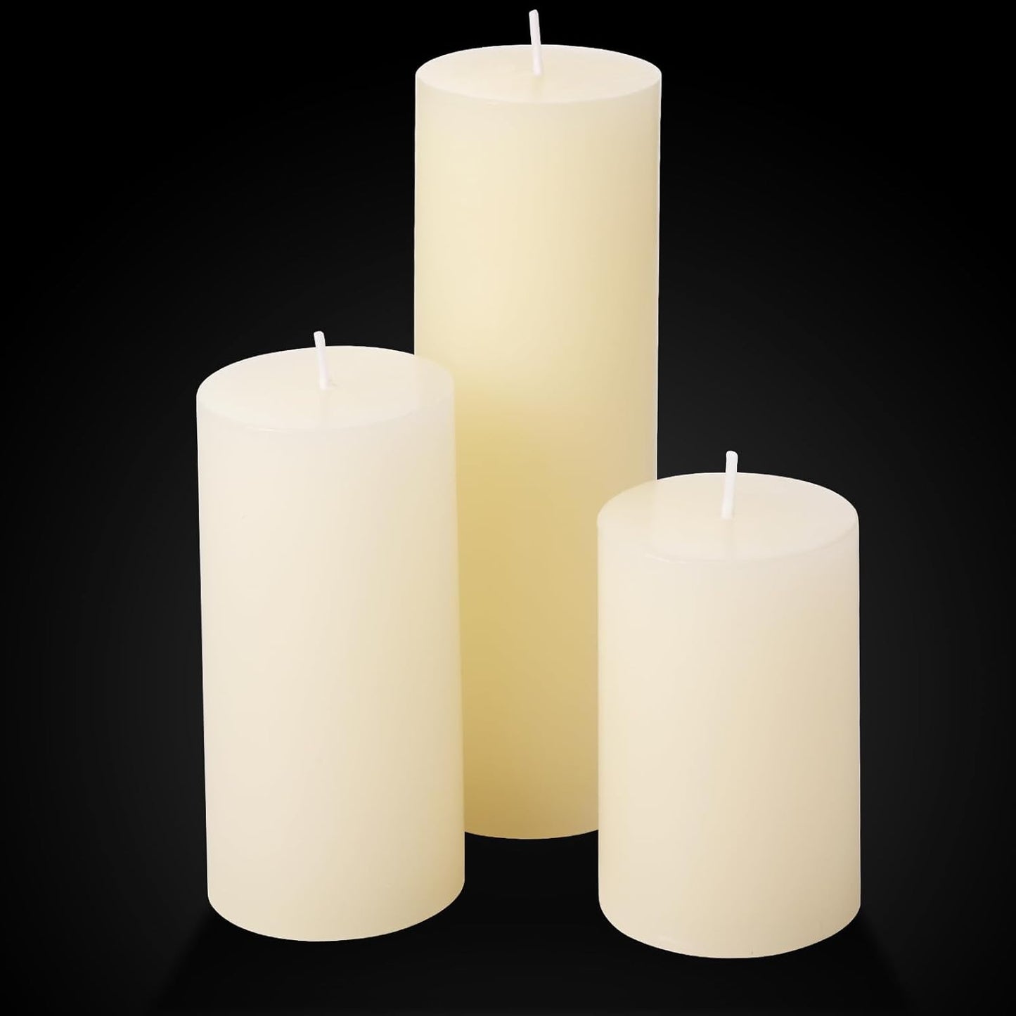 Shihanee 36 Pcs Pillar Candles and Glass Cylinder Vases Tall Cylinder Holders for Pillar Candles Wedding Centerpieces, Total 18 Sets(2.6'' X 4.7'', 5.9'', 7.9'',Clear,Ivory White)