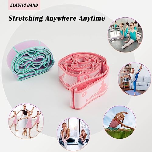 Stretch Straps with Loops for Exercise, 2 Pcs Yoga Stretch Straps for Kids, Elastic Stretching Straps 8 Loops Leg Stretche...