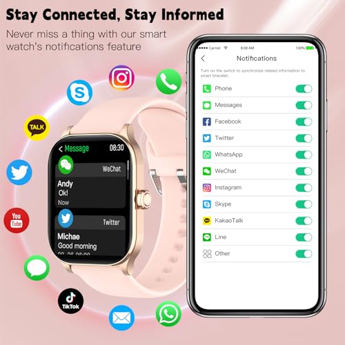 Smart Watch for Women Men with Text and Call, 2025 New AI Smartwatches with Heart Rate/SpO2/Sleep/Stress Monitor, 100+ Spo...