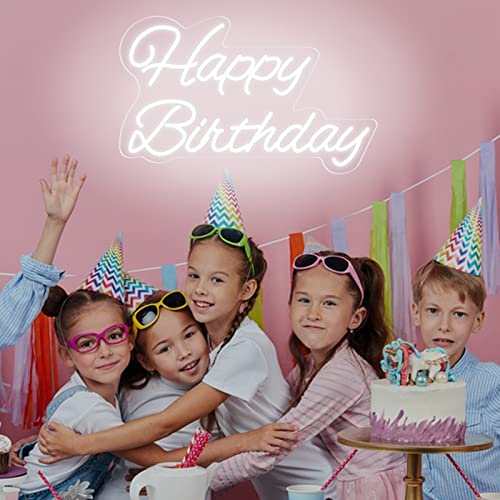 Happy Birthday Neon Sign 16 Inch Reusable Happy Birthday LED Light Up Sign with Dimmable ON/OFF Switch for Birthday Party ...