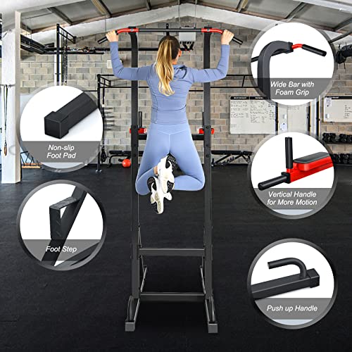 Goplus Power Tower Pull Up Bar Dip Station, Multi-function Dip Bars Stand Workout Equipment for Full-body Home Gym Fitness...