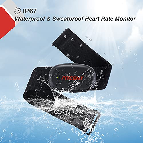FITCENT Rechargeable Heart Rate Monitor Chest Strap 5.3 kHz/Bluetooth 5.0/ANT+, Heart Rate Sensor for Peloton Strava Zwift...