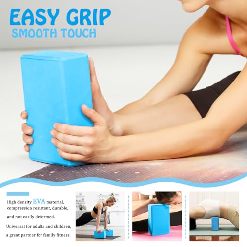 Yoga Blocks 2 Pack, Supportive Latex-Free Eva Foam Soft Non-Slip Blocks with Beveled Edges for Yoga, Pilates, Meditation -...