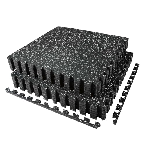 AIRHOP 0.56in Thick 48 Sq Ft Exercise Equipment Mats, 12 Tiles Upgraded Rubber Top with High Density EVA Foam, Large Inter...