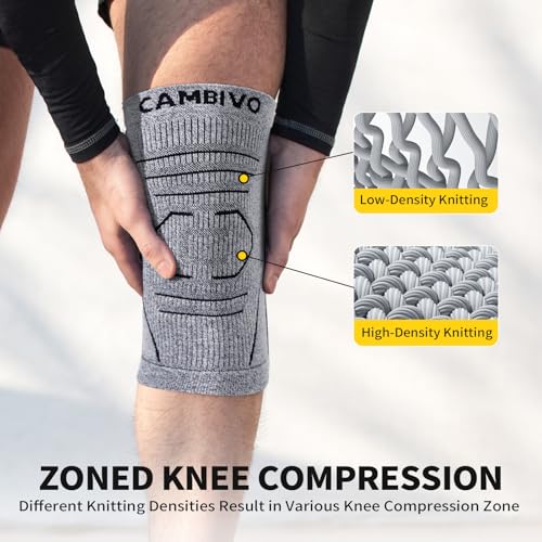 CAMBIVO Knee Brace for Women and Men with Side Stabilizer 2 Pack, Lightweight Knee Compression Sleeves for Knee Pain Relie...