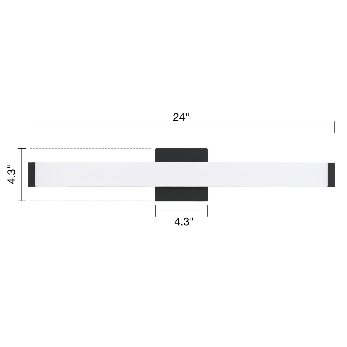 YHTlaeh Bathroom Vanity Light LED 24 inch 14W 4000K Matte Black Square Wall Fixture Model 7610