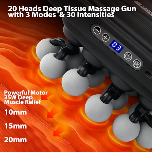 20 Head Massage Gun,More Powerful than 16 Head Massager,Deep Tissue Massager Gun with 3 Modes & 30 Levels, Muscle Massager...