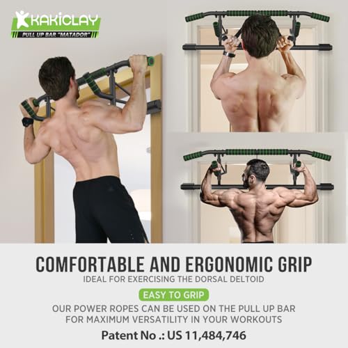 KAKICLAY New Upgrade Pull Up Bar for Doorway - Foldable Design & Space-Saving, Upto 440 Lbs Capacity, No Screwing or Slipp...