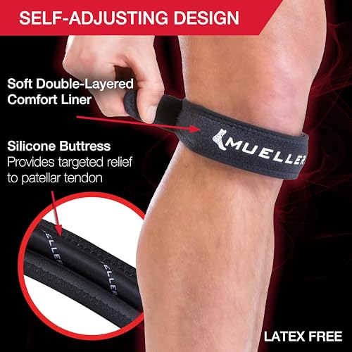 MUELLER Sports Medicine Jumper's Knee Single Strap for Men and Women, Knee Compression and Pain Relief Support, Ideal for ...