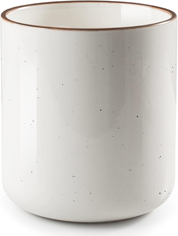 getstar Kitchen Utensil Holder, Large Ceramic Cooking Utensil Holder (H7.2” x W6.2”) for Kitchen Counter with Cork Mat at Bottom (White)