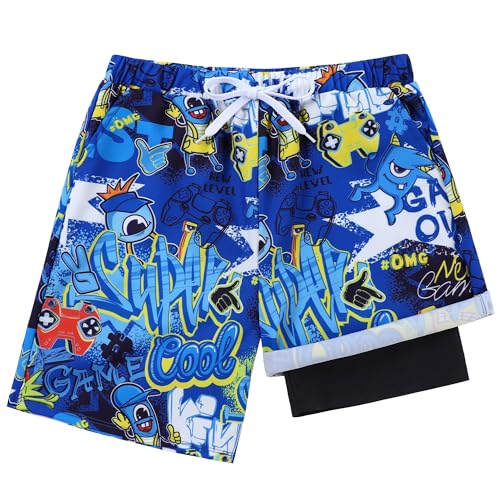 Latnnut Boys Swim Trunks with Compression Liner Quick Dry Beach Shorts Big Kids Bathing Suit Board Shorts Swimwear 5-16Y