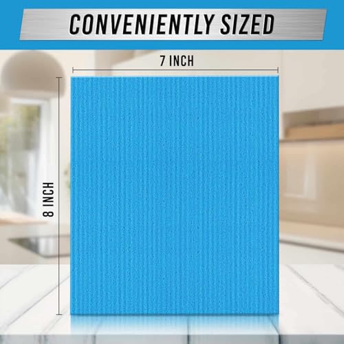 ACTIVE Swedish Dish Cloths for Kitchen 12 Pack Cellulose Sponge Cloth, Washable Dishcloths for Washing Dishes, Original Eu...