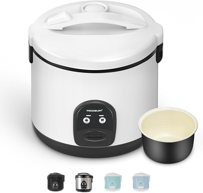 Electric Rice Cooker with One Touch for Asian Japanese Sushi Rice, 10-cup Uncooked/20-cup Cooked, Fast&Convenient Cooker with Steamer, Stainless Steel Housing and Auto Warmer, White