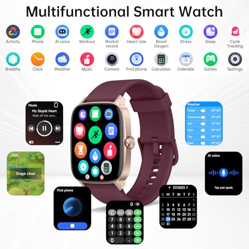 Smart Watches for Women Men with Bluetooth Call & AI Voice, 1.85" HD Fitness Tracker with Heart Rate SpO2 Sleep Monitor, 1...