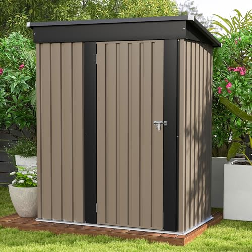Patiowell 5x3 FT Outdoor Storage Shed, Tool Shed with Sloping Roof and Lockable Door, Metal Shed for Backyard Garden Patio...