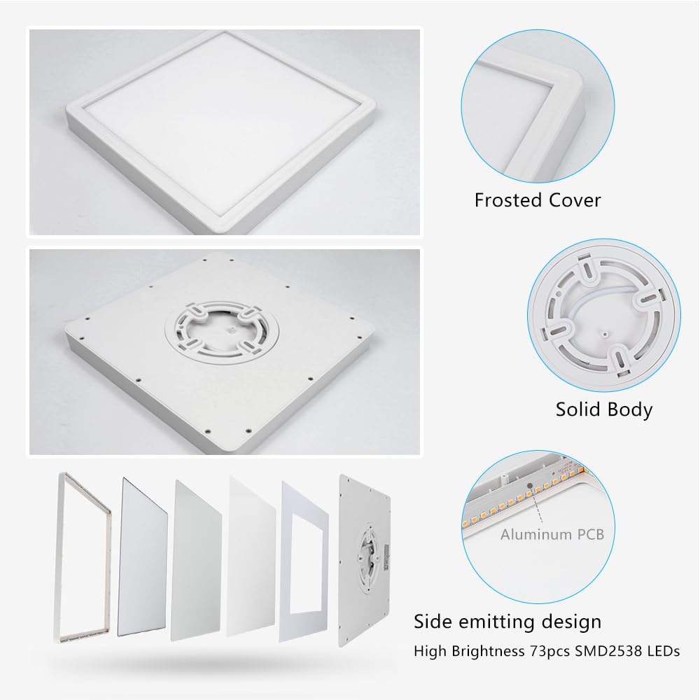 9Inch 18W Square Led Ceiling Light Fixtures Flush Mount  2800K Warm White Led Ceiling Lamp  Surface Mount Modern Ceiling Lights  Slim Flat Panel Lighting For Bedroom  Kitchen  Bathroom Etc.