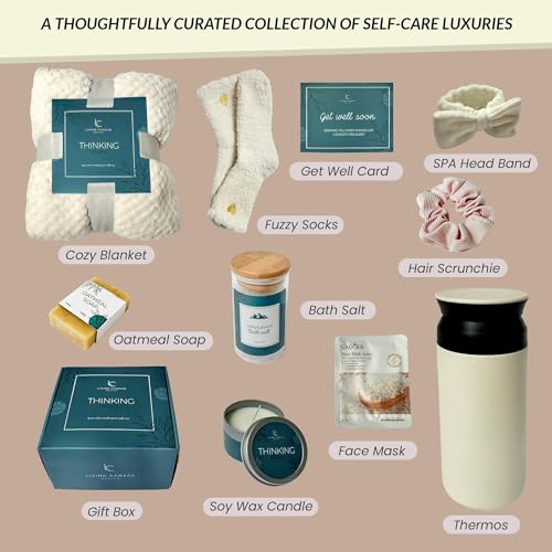 Valentine’s Day Gifts for Her – 11-Piece Women’s Self Care Spa Gift Basket with Blanket, Bath Salts & Oatmeal Soap, Romant...