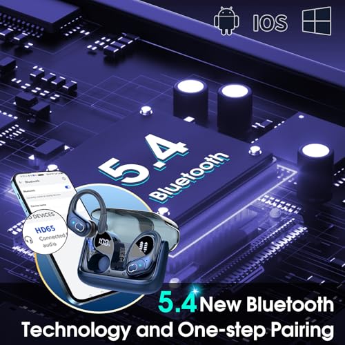 Wireless Earbuds 75hrs Bluetooth 5.4 Headphone Sport, 2026 Bluetooth Earbuds Stereo Deep Bass Over Ear Bud with Earhooks, ...