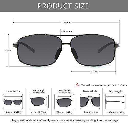 SUNGAIT Ultra Lightweight Rectangular Polarized Sunglasses Men UV400 Protection