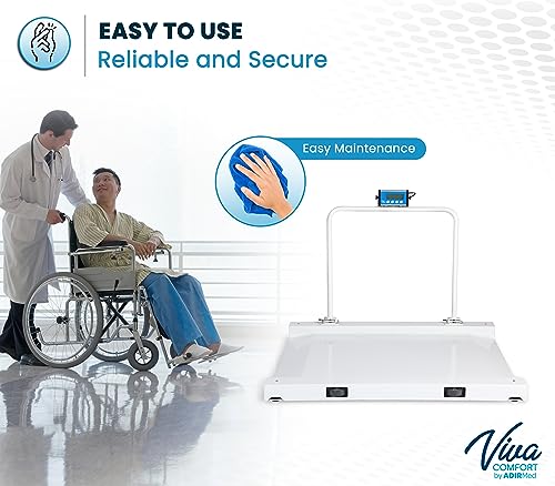 VivaComfort Wheelchair Scale Bariatric Wheelchair Scale with Ramp, 1100 lb / 500 Kg Capacity