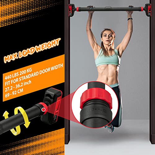 Adjustable Pull Up Bar for Doorway - Upper Body Workout Training Bar with Locking Mechanism, No Screw Installation, Portab...