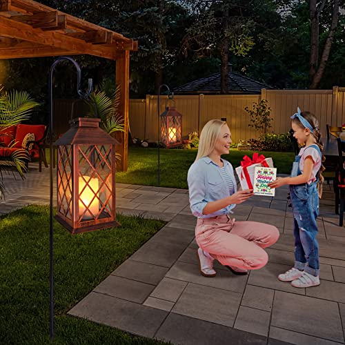 [2 Pack] TAKE ME 14" Solar Lantern Outdoor Garden Hanging Lantern Waterproof LED Flickering Flameless Candle Mission Light...