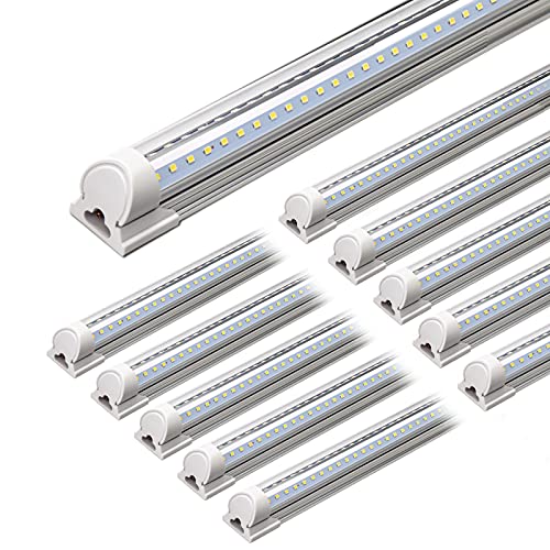 Barrina LED Shop Light, 4FT 40W 5500LM 5000K Daylight White, V Shape, Clear Cover, Linkable with Plug, T8 LED Tube Lights,...