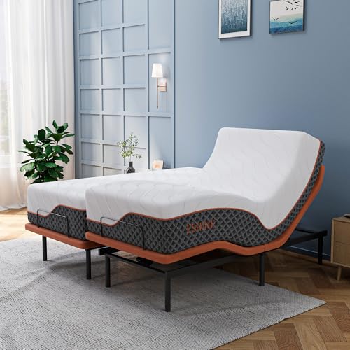 ESHINE Adjustable Bed Frame + 14 inch Hybrid Matt, Lumbar Support, Head-Pillow-Tillt, Smart App Control, Wireless Remote, ...