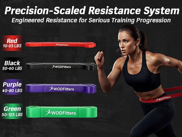 WODFitters Pro Series Pull-Up Assistance Bands – Premium Resistance Loop Bands for Assisted Pull Ups, Muscle Ups, Strength...