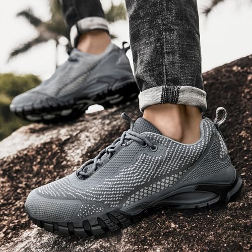 LEDINEY Mens Hiking Shoes Waterproof Lightweight Ankle Boots Outdoor Trekking Camping Walking Quest
