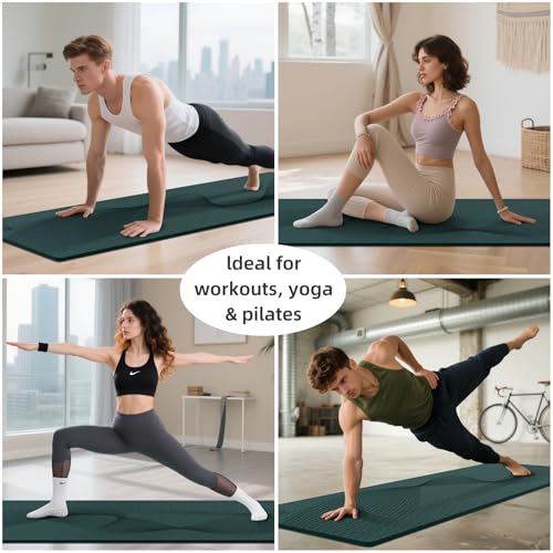 ILILI Yoga Mat, 72x25×0.3 Inch, Non-Slip, TPE Exercise Mat, Tear-Resistant, Fitness Yoga Mat with Carrying Strap, Ideal fo...