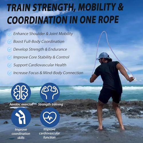 Megaraise Flow Rope Weighted Fitness Jump Rope for Women Men Workout, Adjustable 1.44lb Heavy Rope for Adult Exercise, Mob...