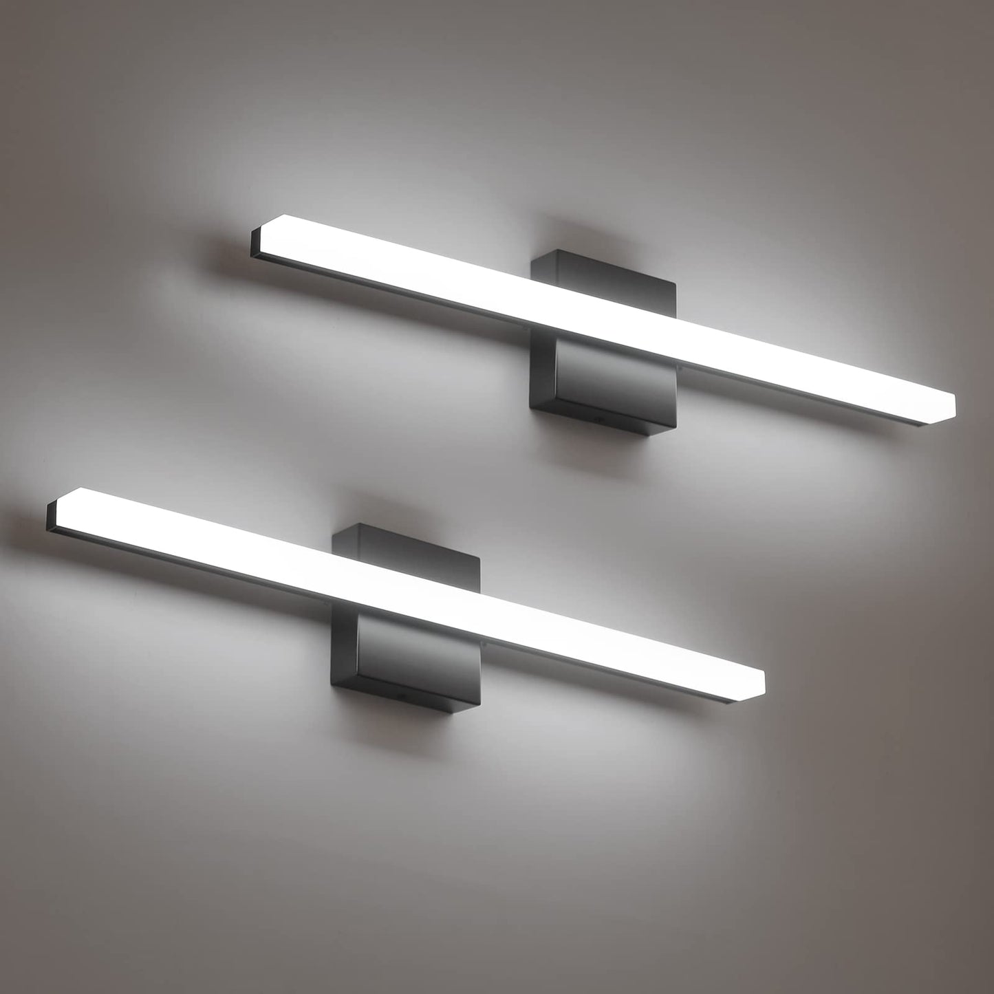 Combuh Bathroom Light Fixtures Black Vanity Lights 24 Inch 14W Set of 2 IP44 Wall Sconces 6000K