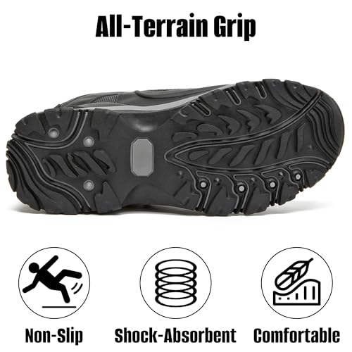 AugTeak Men's Casual Hiking Boots Waterproof Lightweight Mid Top Ankle Boots Comfortable Outdoor Trekking Trails Shoes
