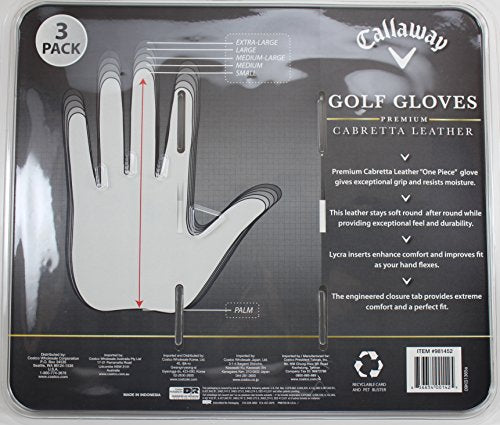 Callaway Golf Gloves Medium 3-Pack Cabretta Leather