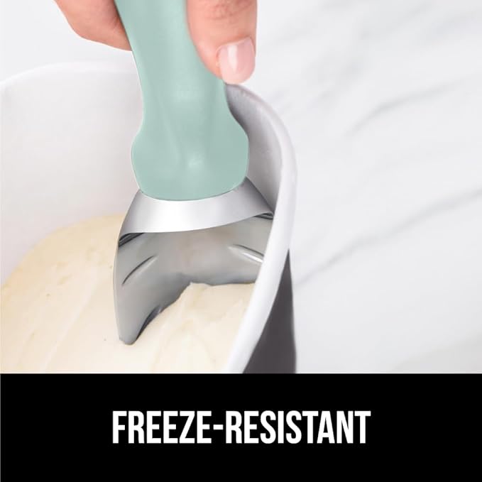 GORILLA GRIP BPA-Free Heavy Duty Ice Cream Scoop, Comfortable Ergonomic Handle, Professional Grade Scooper for Perfect Round Scoops, Spoon Frozen Hard Gelato, Sorbet, Cookie Dough, Kitchen Tool, Mint