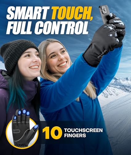 Winter Gloves Men Women Made with 3M Thinsalute, -20°F GEANI-TEX™ Waterproof Ski Gloves for Cold Weather, 5-Layer Thermal ...