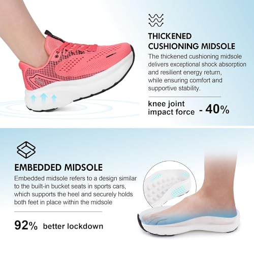 JACKSHIBO Wide Toe Box Shoes Women Arch Support Wide Sneakers for Running Walking Athletic Tennis Orthopedic Plantar Fasci...