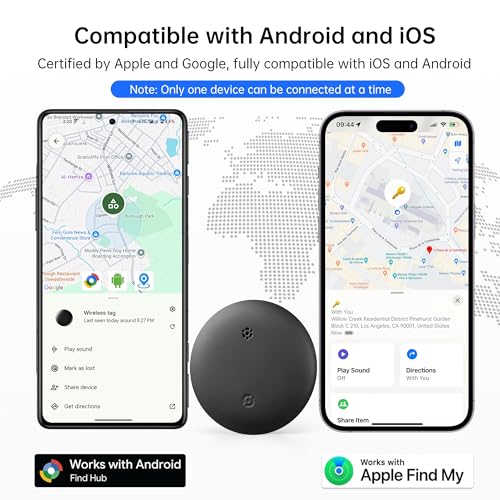 Bluetooth Tracker, Dual System Air Tracker Tag-for iOS & Android, 100dB Sound, Waterproof Item Finder, Worldwide Smart Loc...