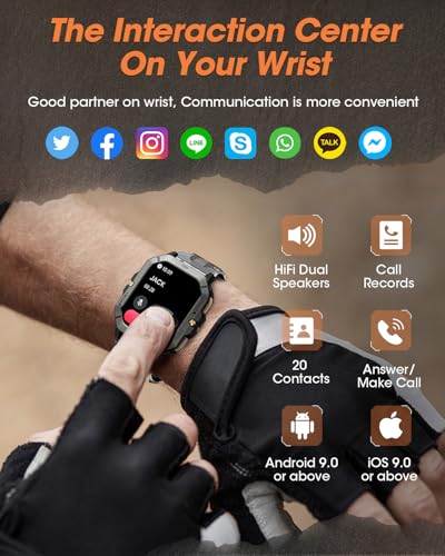 Military Smart Watches for Men (Answer/Make Calls), Watches for Men with Blood Pressure/Heart Rate/Sleep/100+ Sport Modes,...