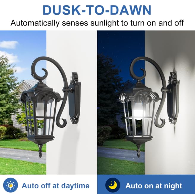 Tjoy Dusk To Dawn Light Bulbs Outdoor  Light Sensor A19 Led Light Bulb  Automatic On/Off Photocell Bulb For Outdoor Porch Lighting  60W Equivalent  Energy Efficient 9W  Daylight 5000K E26 Base  4 Pack
