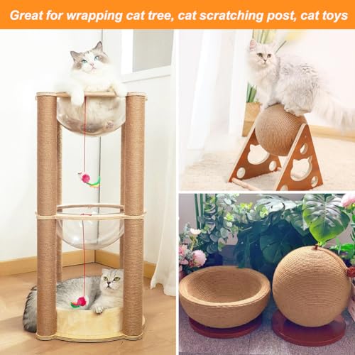 Tenn Well 6mm Jute Rope, 66 Feet Strong and Thick Twine Rope for Crafting, Gardening, Cat Scratching Post, Packing, Home D...