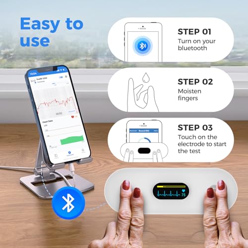 OVIIN Portable Heart Rate Monitor, Wireless Home Use Heart Rhythm Tracker, Heart Monitoring Devices,Smartphone App Compati...