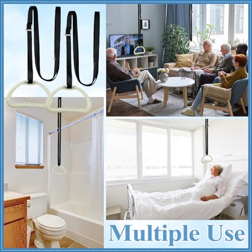 Tandefio 2 Sets Elderly Pull up Bed Trapeze Ceiling Mounted Bar Trapeze Stand Ladder Bed Helper 2 Stainless Steel Fixing P...