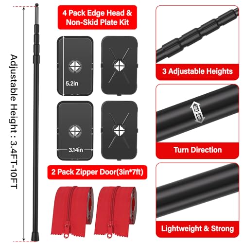 10FT Dust Barrier Poles Kit,Spring Retractable Zipper Wall Poles for Dust Barriers System,Home & Construction,Spring Barri...